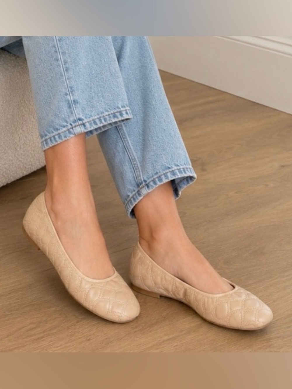 NYDJ Quilted Beige Ballet Flats